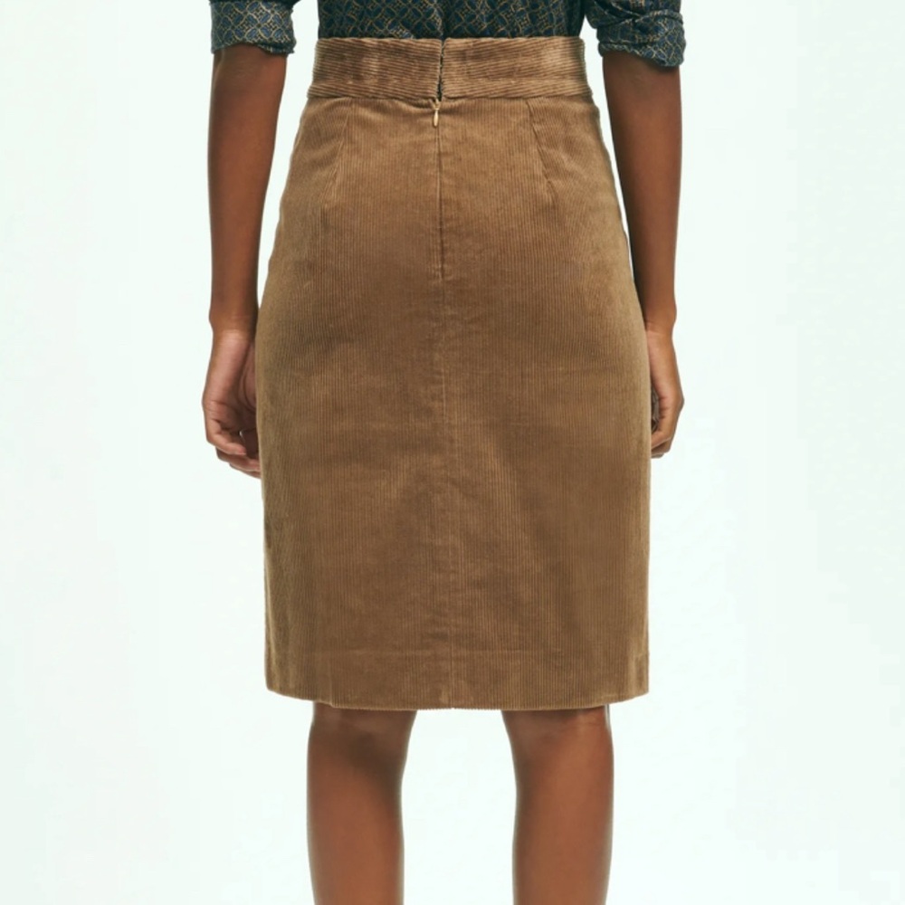 Brooks Brothers Tan Cotton Corduroy A-Line Pleated Skirt Size 10
